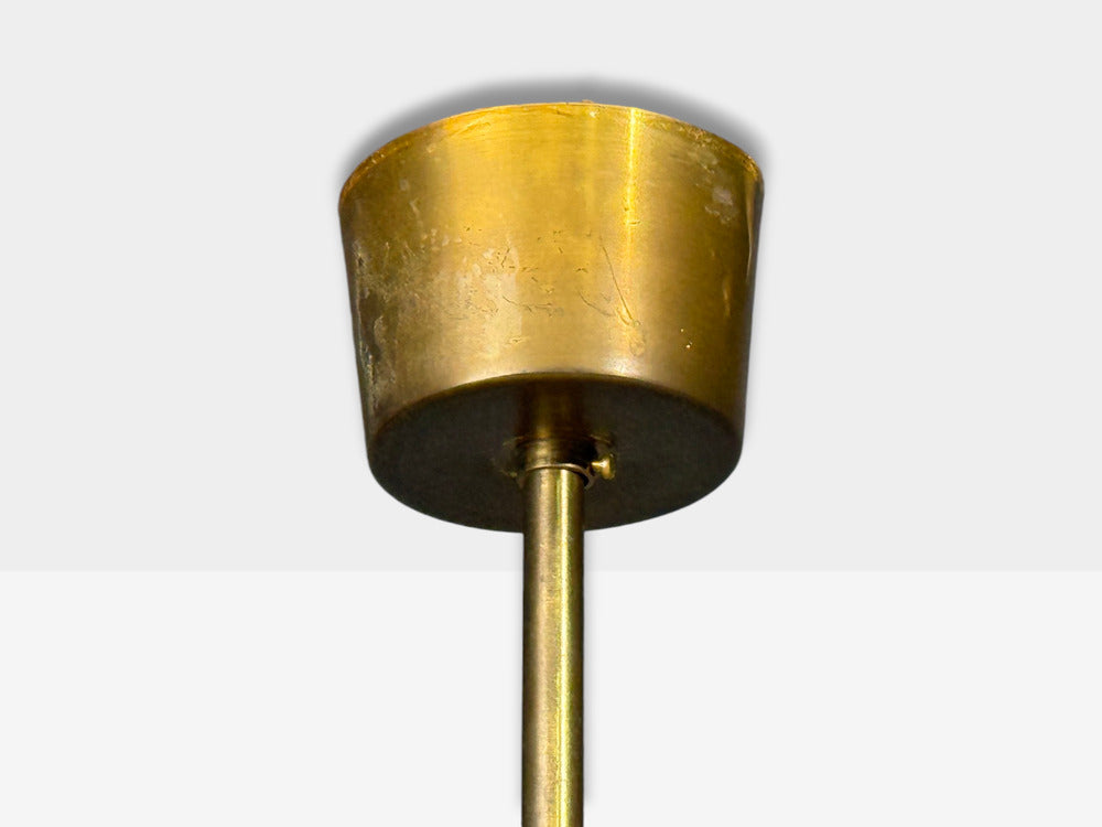 Carl Fagerlund, Pendant Light, Textured Glass, Brass, Sweden, 1960s