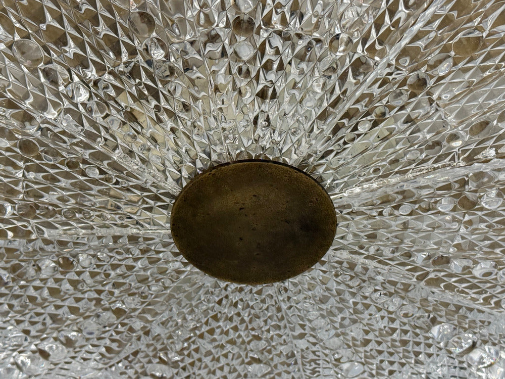 Carl Fagerlund, Pendant Light, Textured Glass, Brass, Sweden, 1960s