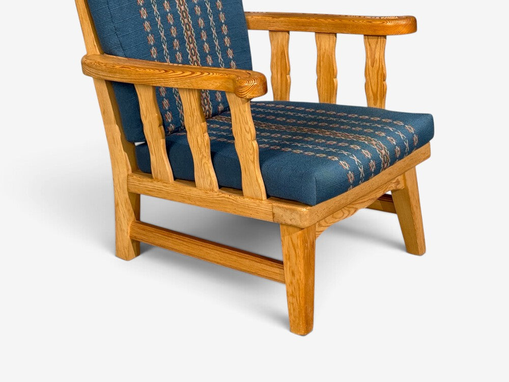 Krogenes Møbler, Lounge Chairs, Pine, Blue Fabric, Norway, 1970s