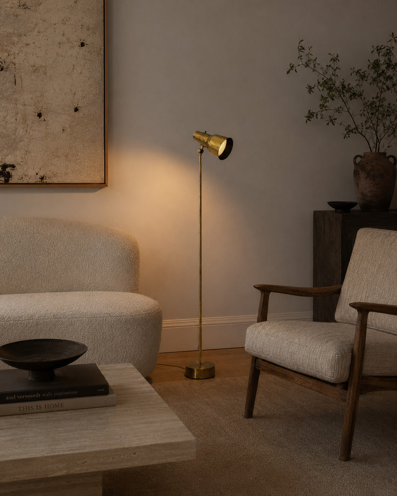 Falkenbergs Belysning, Floor Lamp, Brass, Sweden, 1960s