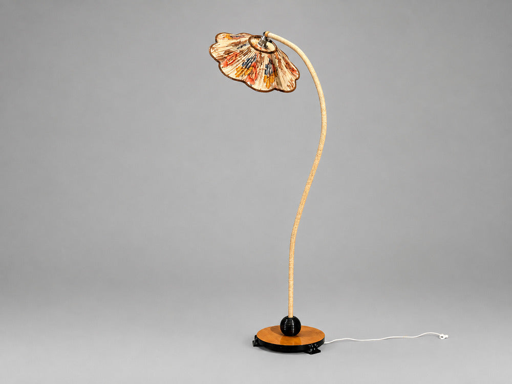 Swedish Modern, Organic Floor Lamp, Cord, Wood, Sweden, 1930s