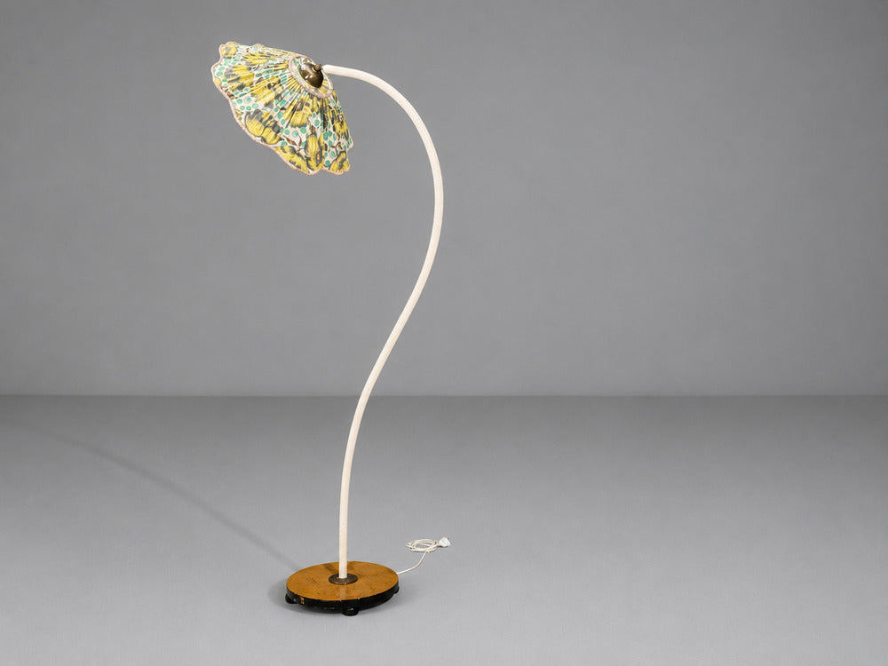 Swedish Modern, Organic Floor Lamp, Cord, Wood, Sweden, 1930s