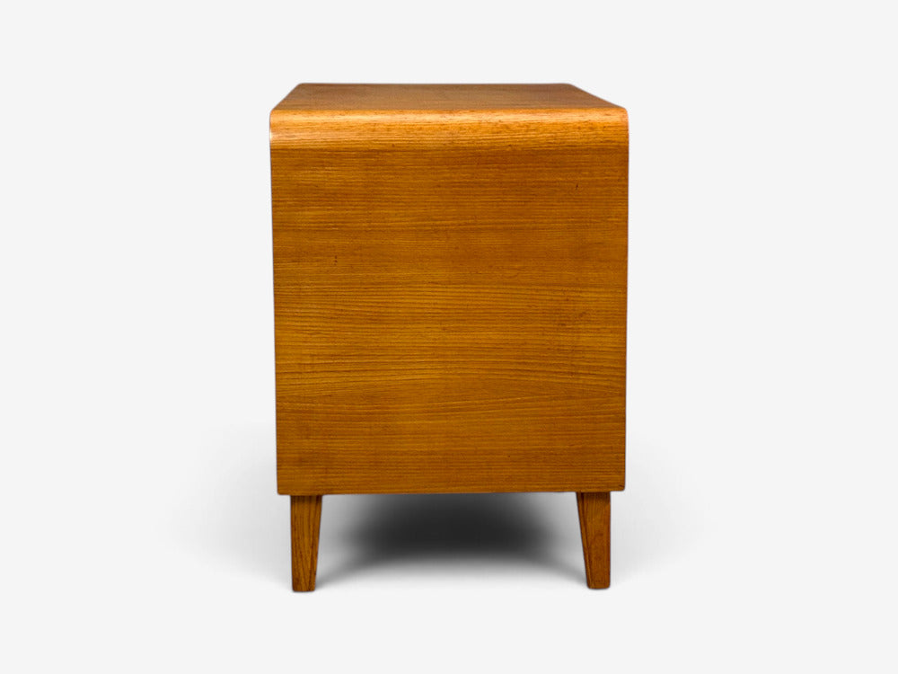 Swedish Modern, Chest of Drawers, Elm, Brass, Sweden, 1940s