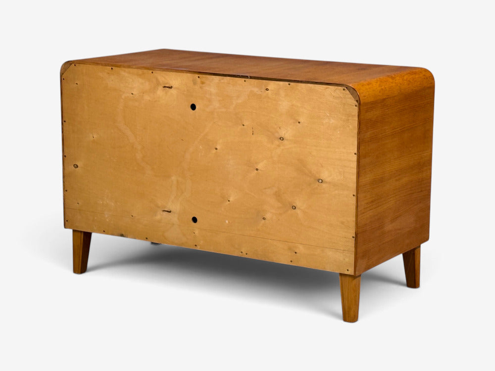 Swedish Modern, Chest of Drawers, Elm, Brass, Sweden, 1940s