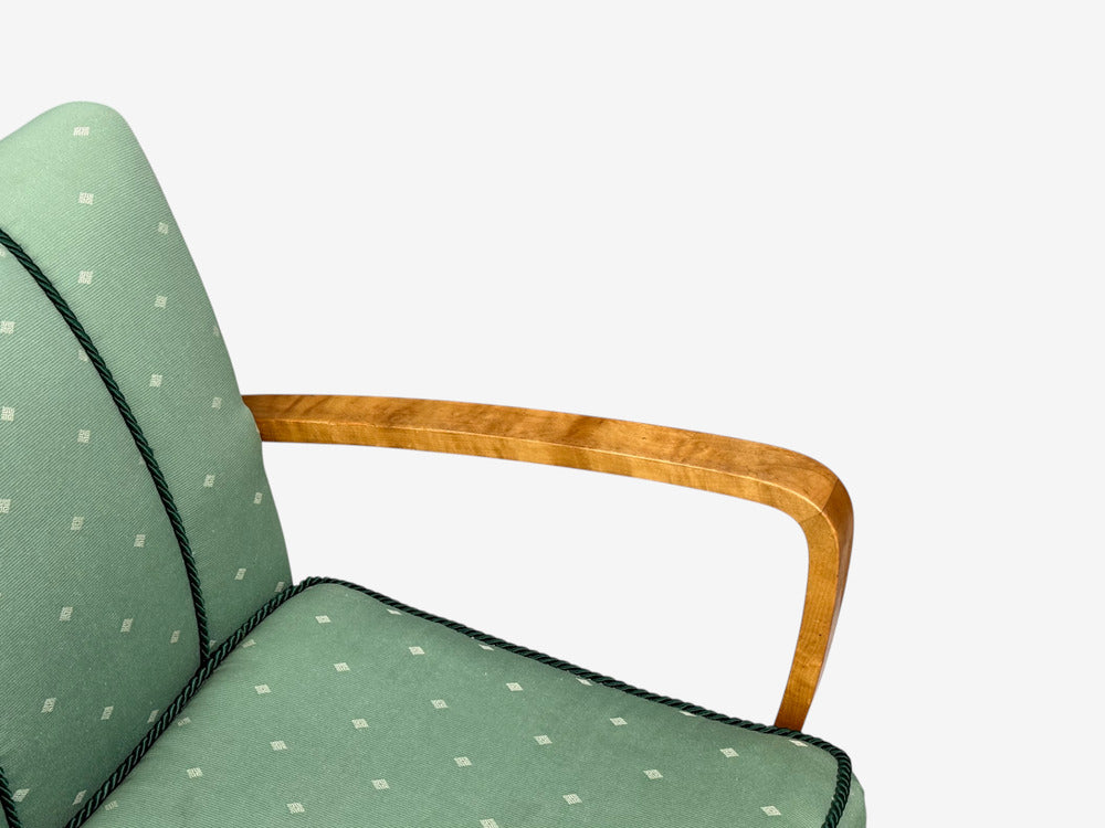 Swedish Modern, Lounge Chairs, Hardwood, Fabric, Sweden, 1940s