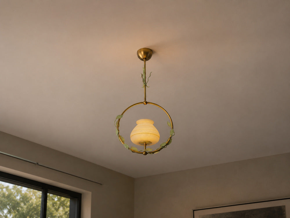Nybro Armaturfabrik, Pendant Light, Brass, Metal, Sweden, 1950s