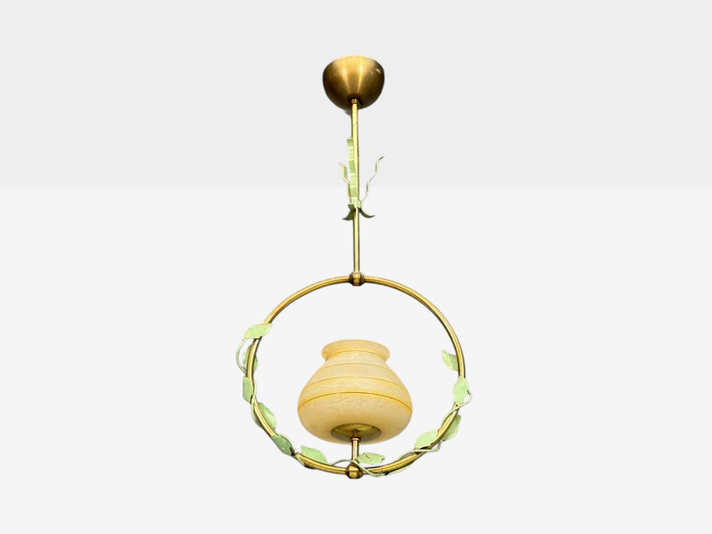 Nybro Armaturfabrik, Pendant Light, Brass, Metal, Sweden, 1950s