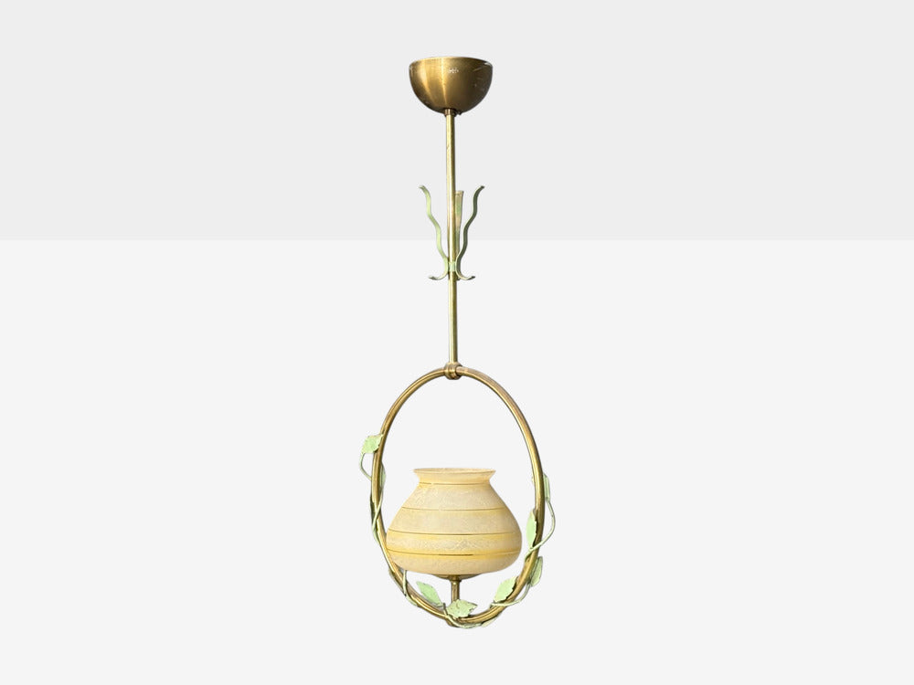 Nybro Armaturfabrik, Pendant Light, Brass, Metal, Sweden, 1950s
