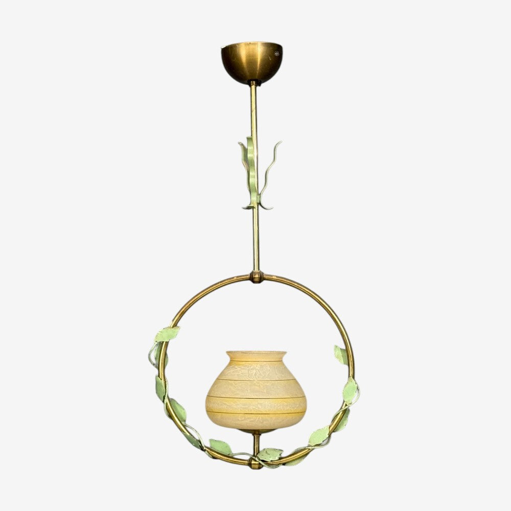 Nybro Armaturfabrik, Pendant Light, Brass, Metal, Sweden, 1950s