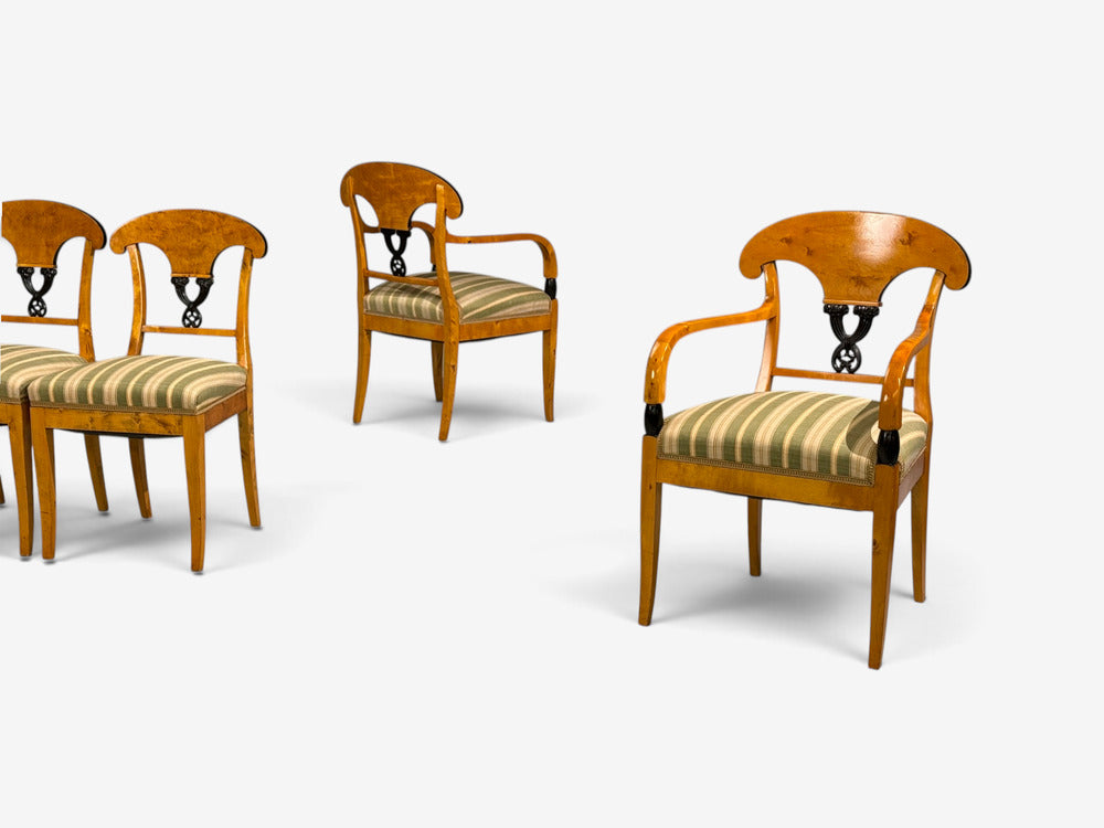 Neoclassical, Ten Dining Chairs, Ebonized Wood, Beech, Austria, 1970s