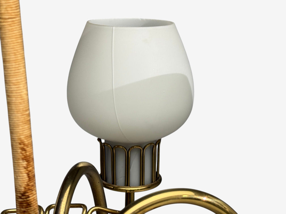 Danish Modern, Chandelier, Brass, String, Glass, Denmark, 1960s