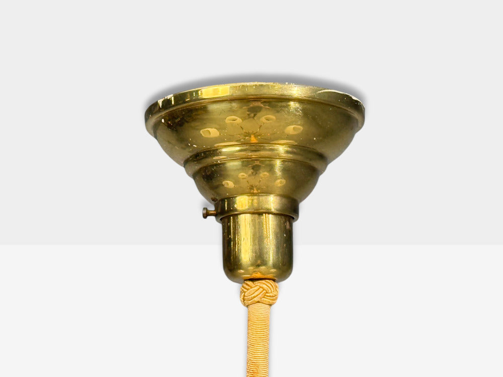 Danish Modern, Chandelier, Brass, String, Glass, Denmark, 1960s