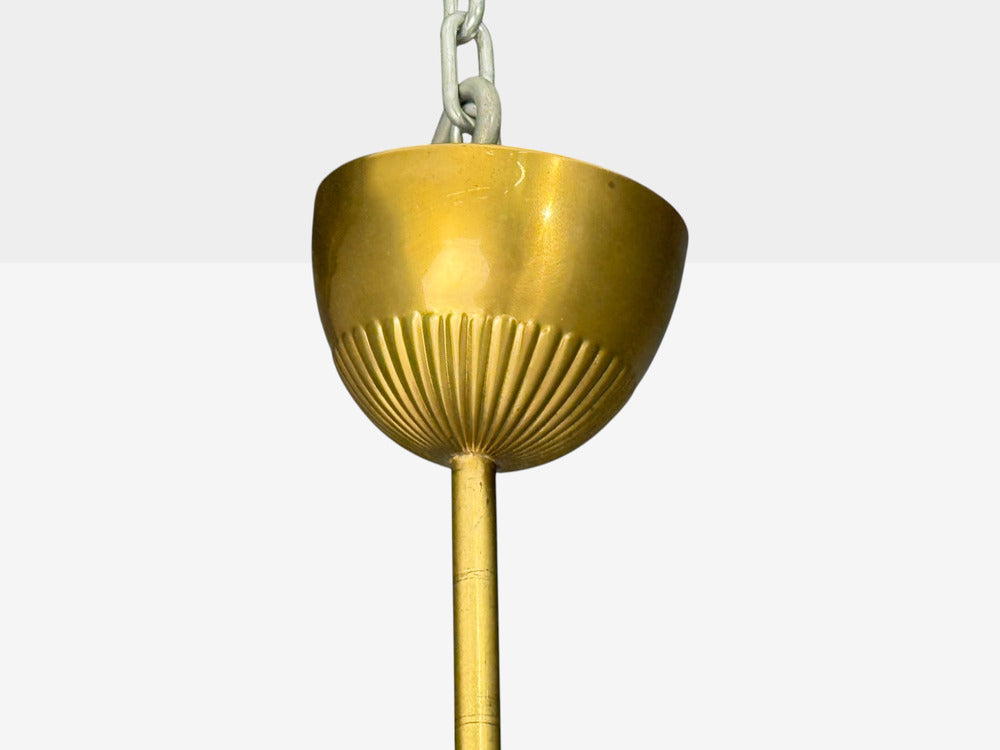 ASEA, Chandelier, Brass, Elm, Fabric, Sweden, Sweden, 1947