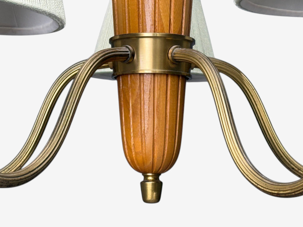 ASEA, Chandelier, Brass, Elm, Fabric, Sweden, Sweden, 1947