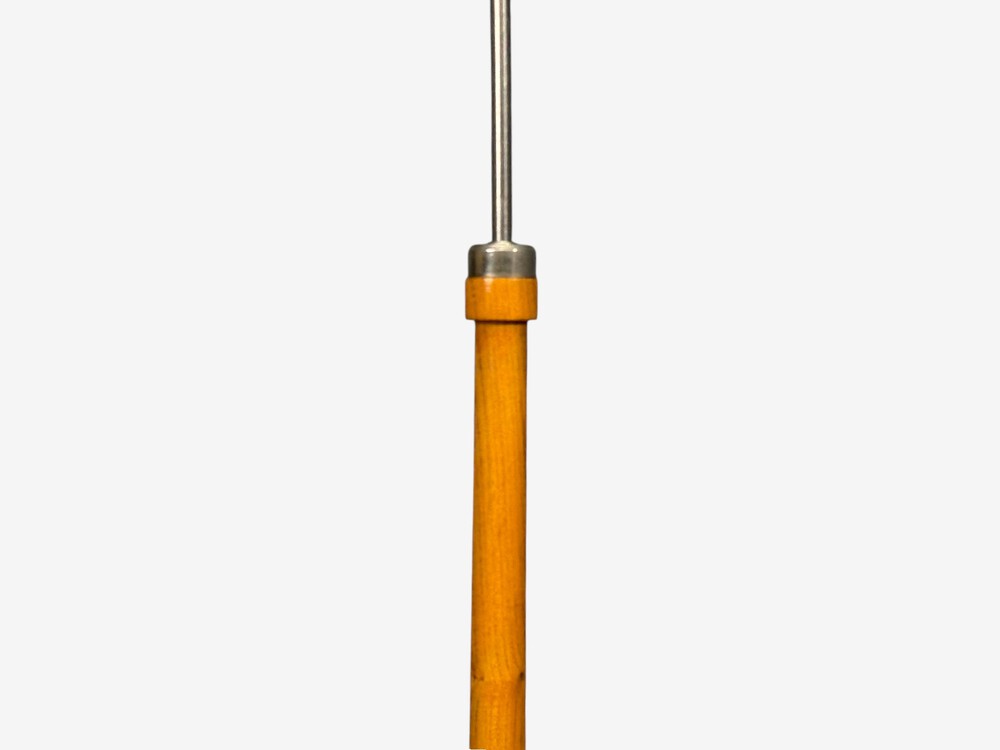 Swedish Modern, Floor Lamp, Oak, Ebonized Wood, Suede, Sweden, 1950s