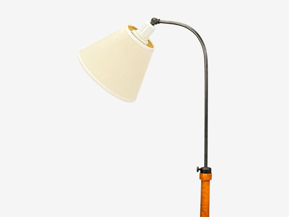 Swedish Modern, Floor Lamps, Burl, Ebonized Wood, Fabric, Sweden, 1940s
