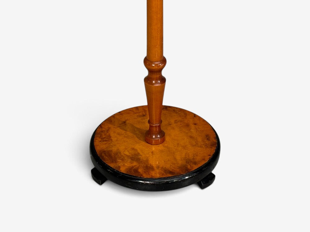 Swedish Modern, Floor Lamps, Burl, Ebonized Wood, Fabric, Sweden, 1940s