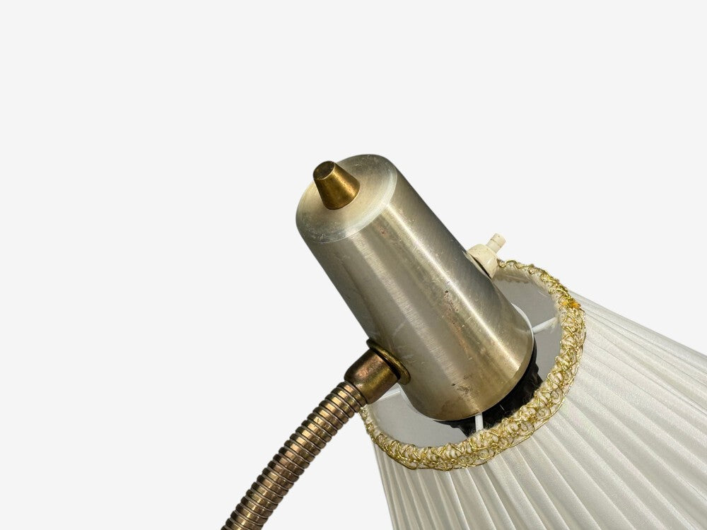 Armaturhantverk Tibro, Floor Lamp, Teak, Brass, Silk, Sweden, 1960s
