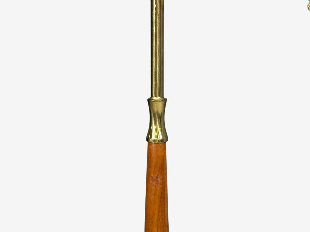 Armaturhantverk Tibro, Floor Lamp, Teak, Brass, Silk, Sweden, 1960s