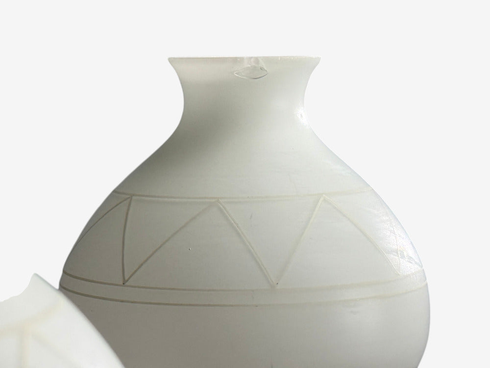 Danish Modern, Pendant Light, Brass, Etched Glass, Denmark, 1950s