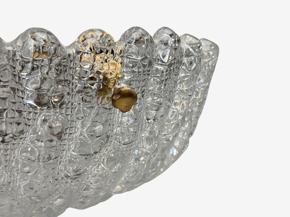 Carl Fagerlund, Chandelier, Textured Glass, Brass, Sweden, 1960s