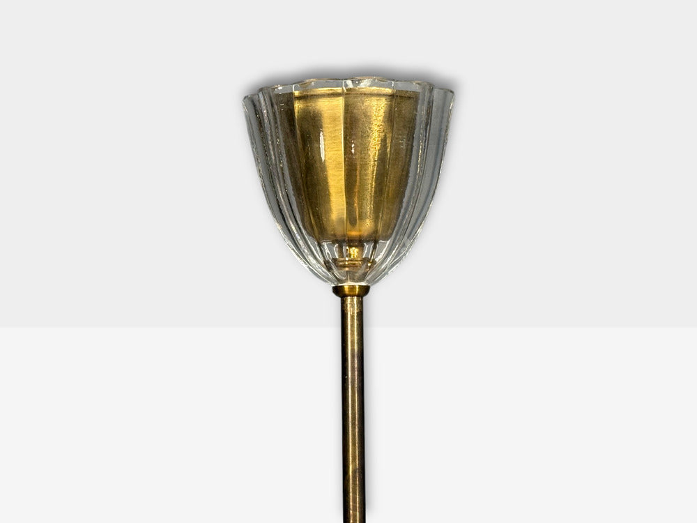 Carl Fagerlund, Chandelier, Textured Glass, Brass, Sweden, 1960s