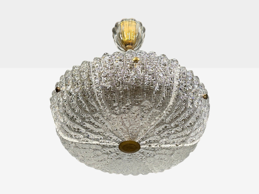 Carl Fagerlund, Chandelier, Textured Glass, Brass, Sweden, 1960s