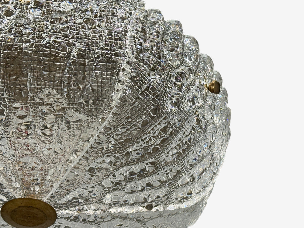 Carl Fagerlund, Chandelier, Textured Glass, Brass, Sweden, 1960s