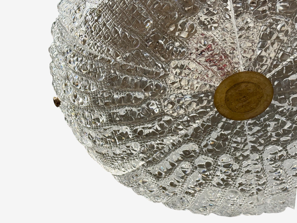 Carl Fagerlund, Chandelier, Textured Glass, Brass, Sweden, 1960s