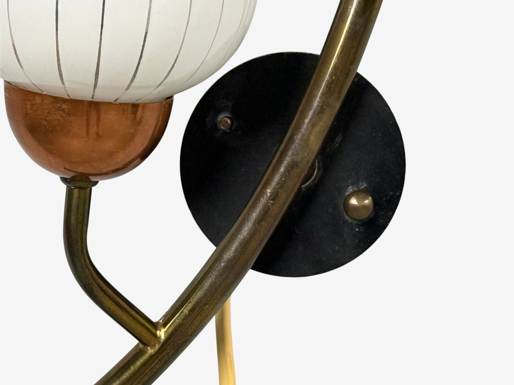 Astra, Monumental Floral Sconces, Copper, Brass, Glass, Norway, 1940s