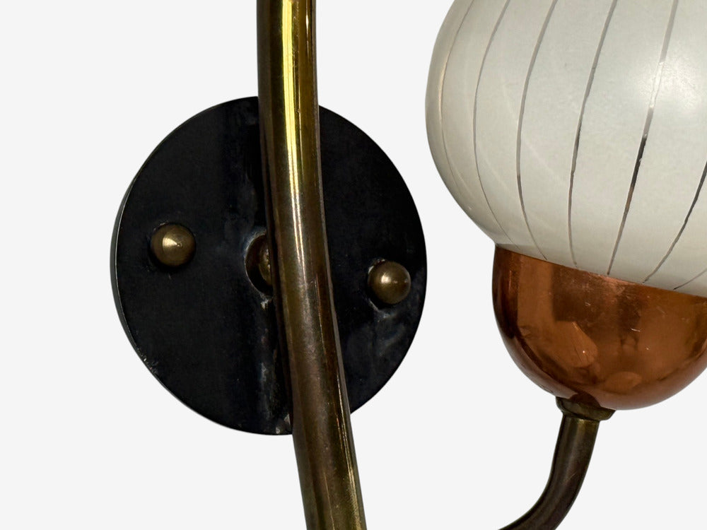 Astra, Monumental Floral Sconces, Copper, Brass, Glass, Norway, 1940s