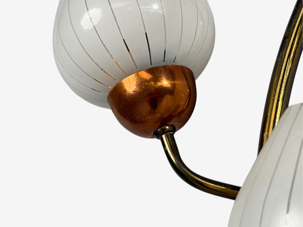 Astra, Monumental Floral Sconces, Copper, Brass, Glass, Norway, 1940s