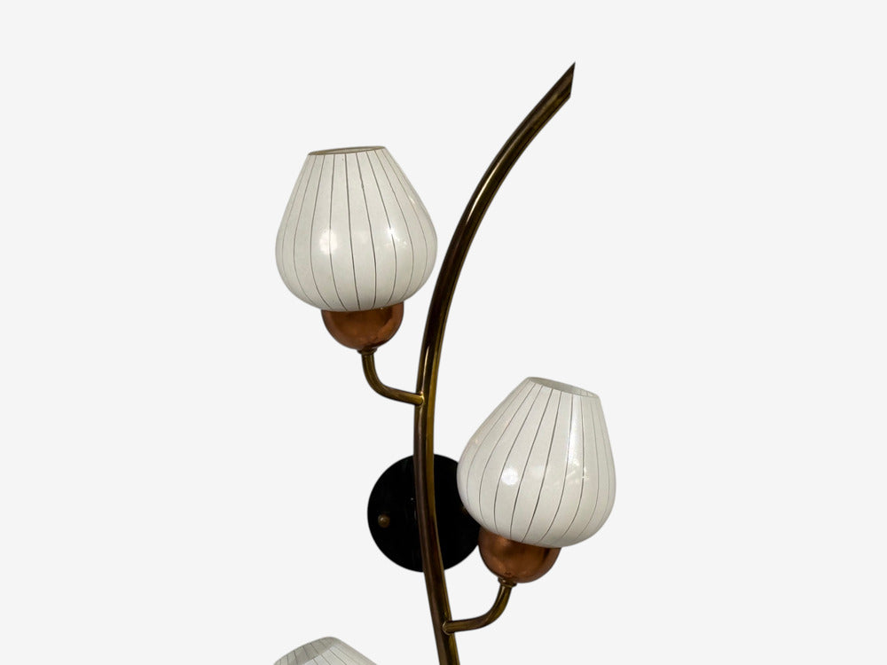Astra, Monumental Floral Sconces, Copper, Brass, Glass, Norway, 1940s