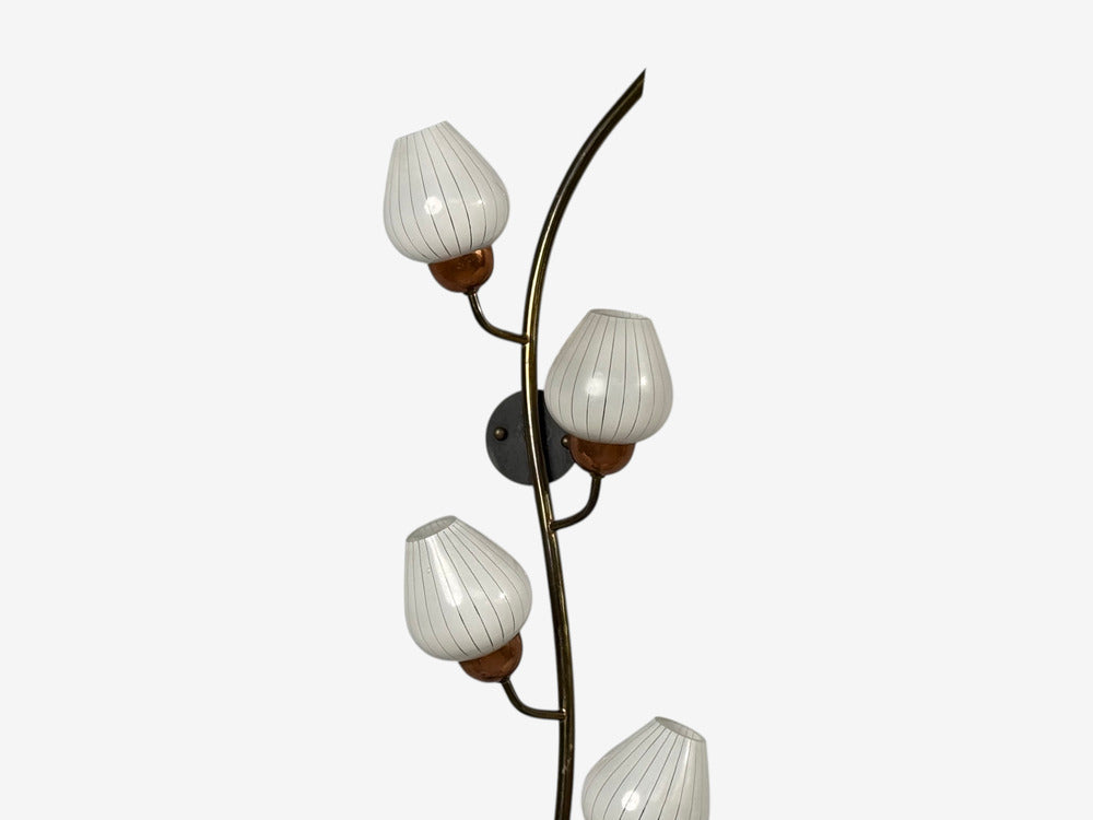 Astra, Monumental Floral Sconces, Copper, Brass, Glass, Norway, 1940s