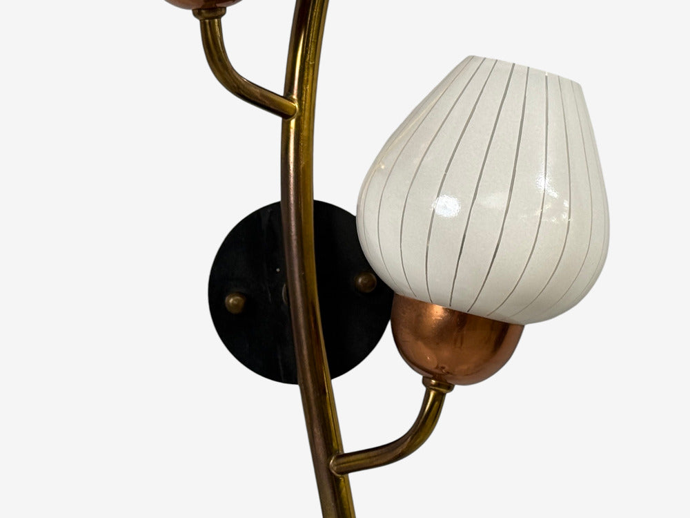 Astra, Monumental Floral Sconces, Copper, Brass, Glass, Norway, 1940s