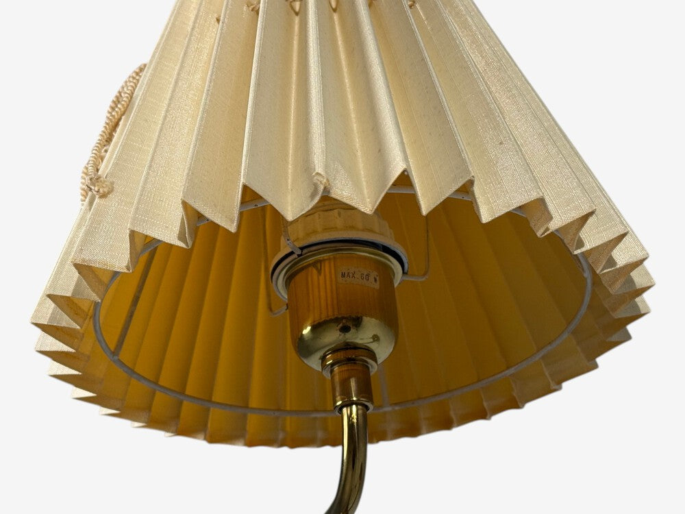Armaturhantverk Tibro, Wall Light, Brass, Pleated Fabric, Sweden, 1970s