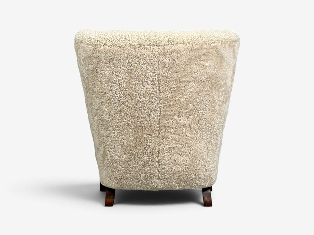 Danish Cabinetmaker, Lounge Chairs, Shearling, Beech, 1940s