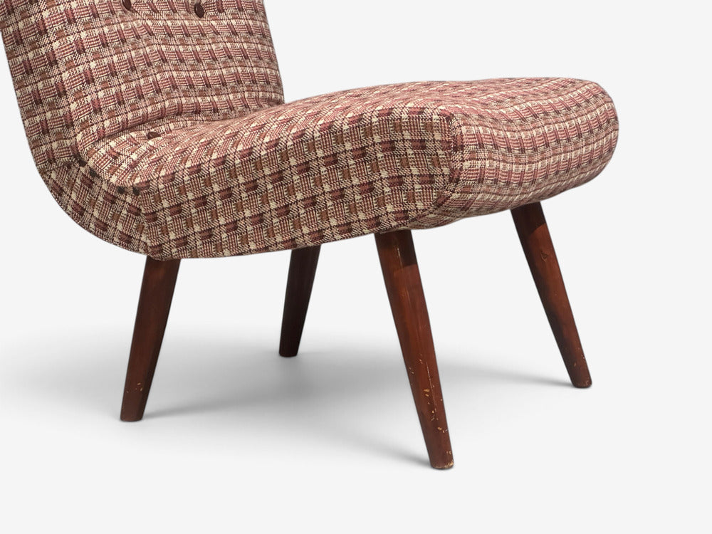 Swedish Modern, Slipper Chairs, Birch, Fabric, Sweden, 1940s