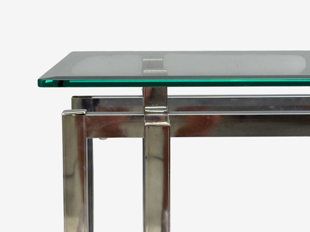 Constructivist Style, Console Table, Chromed Steel, Beveled Glass, USA, 1980s