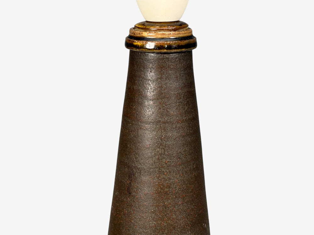 Nils Kähler, Large Table Lamp, Brown Glazed Stoneware, Denmark, 1960s