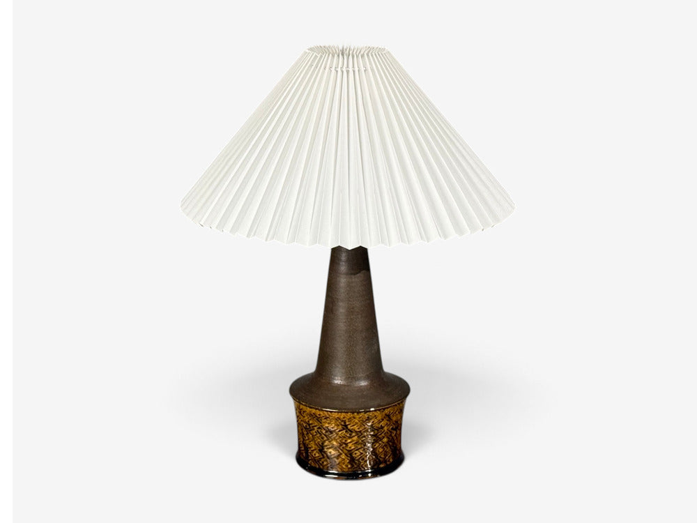 Nils Kähler, Large Table Lamp, Brown Glazed Stoneware, Denmark, 1960s