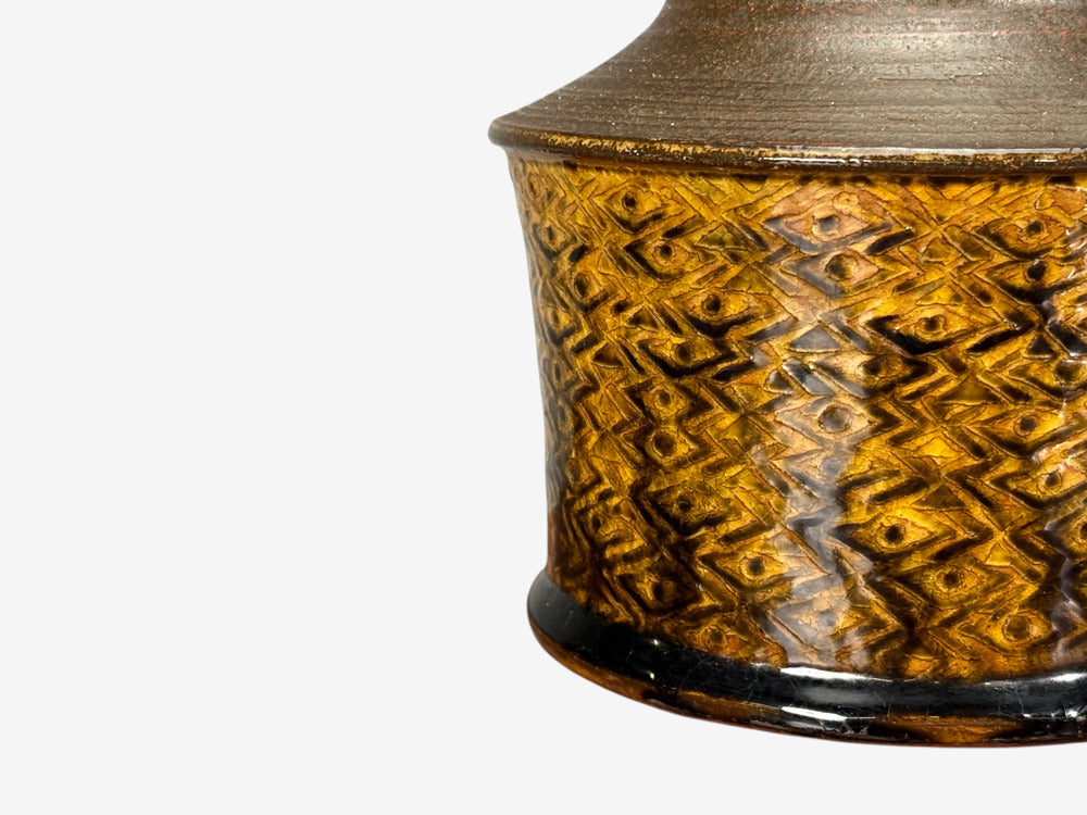 Nils Kähler, Large Table Lamp, Brown Glazed Stoneware, Denmark, 1960s