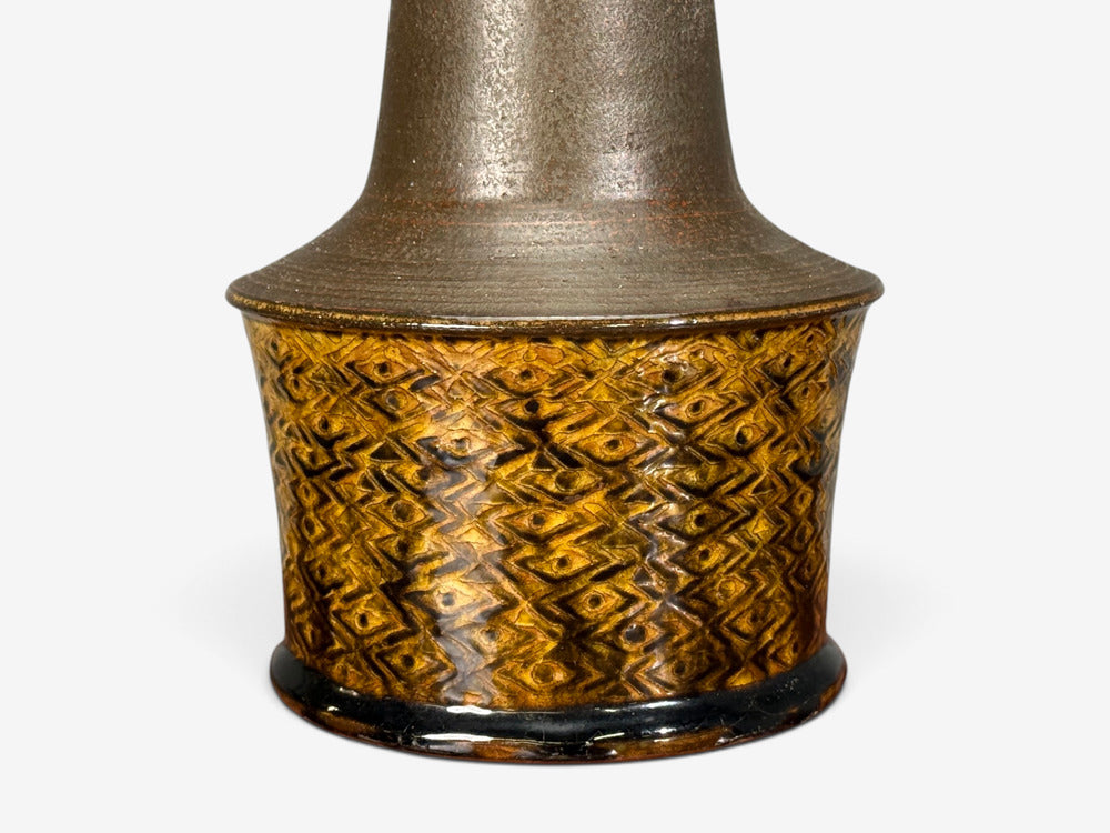 Nils Kähler, Large Table Lamp, Brown Glazed Stoneware, Denmark, 1960s