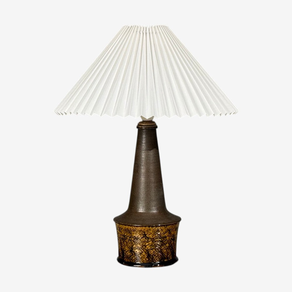 Nils Kähler, Large Table Lamp, Brown Glazed Stoneware, Denmark, 1960s