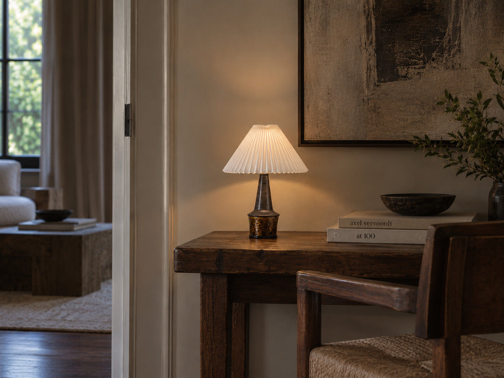 Nils Kähler, Large Table Lamp, Brown Glazed Stoneware, Denmark, 1960s