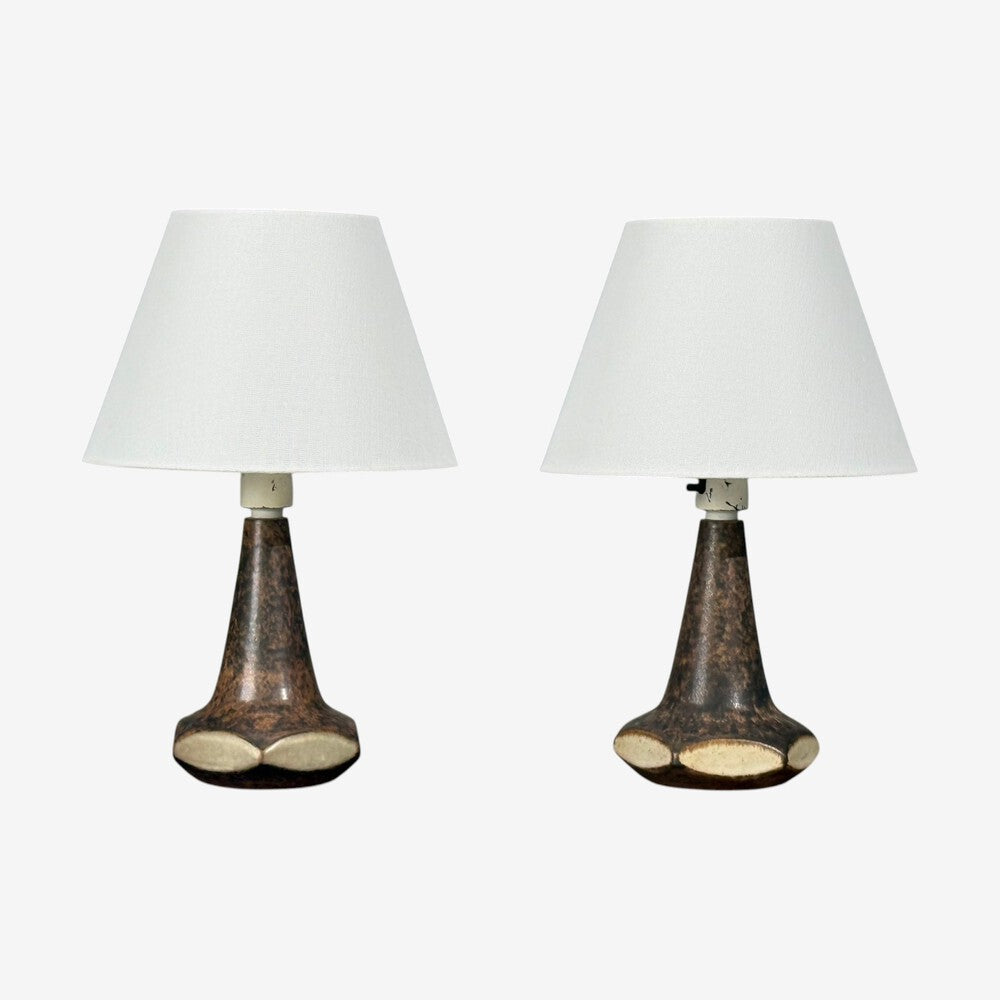 Marianne Starck, Table Lamps, Brown Stoneware, Denmark, 1960s