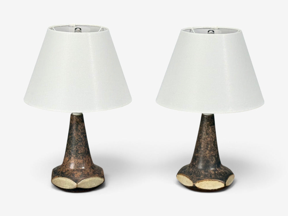 Marianne Starck, Table Lamps, Brown Stoneware, Denmark, 1960s