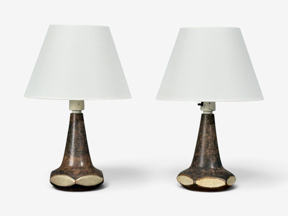 Marianne Starck, Table Lamps, Brown Stoneware, Denmark, 1960s