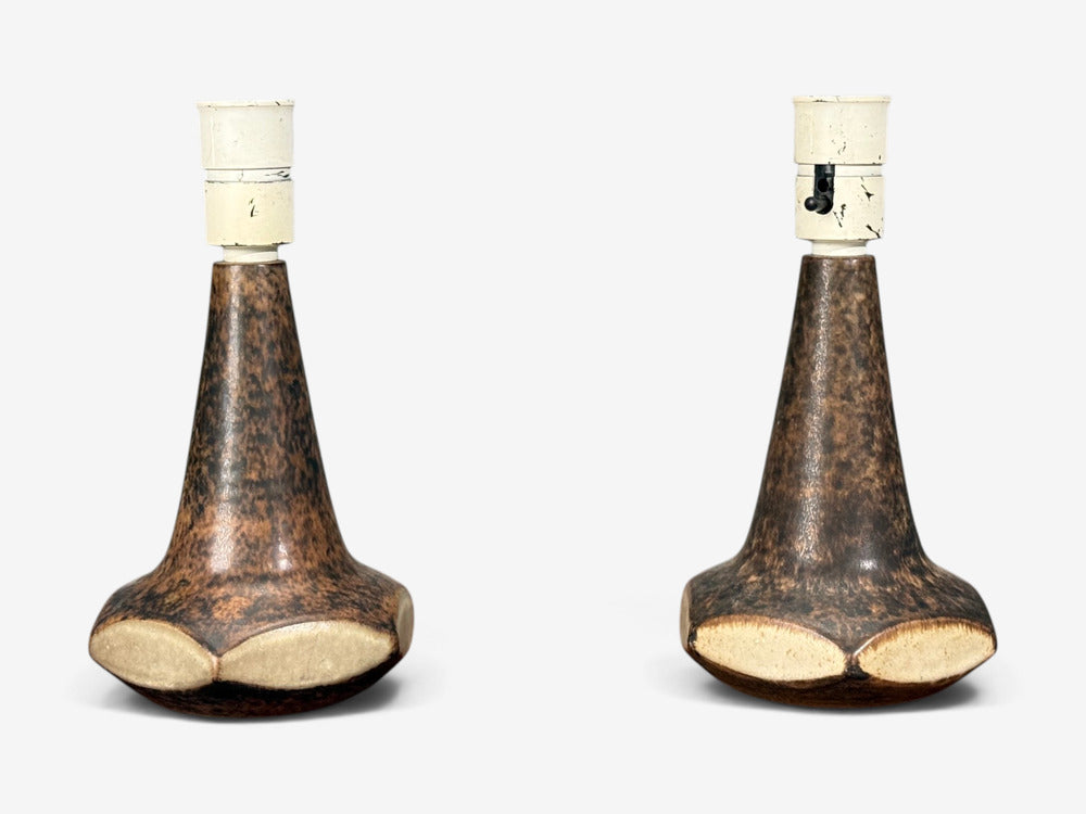 Marianne Starck, Table Lamps, Brown Stoneware, Denmark, 1960s