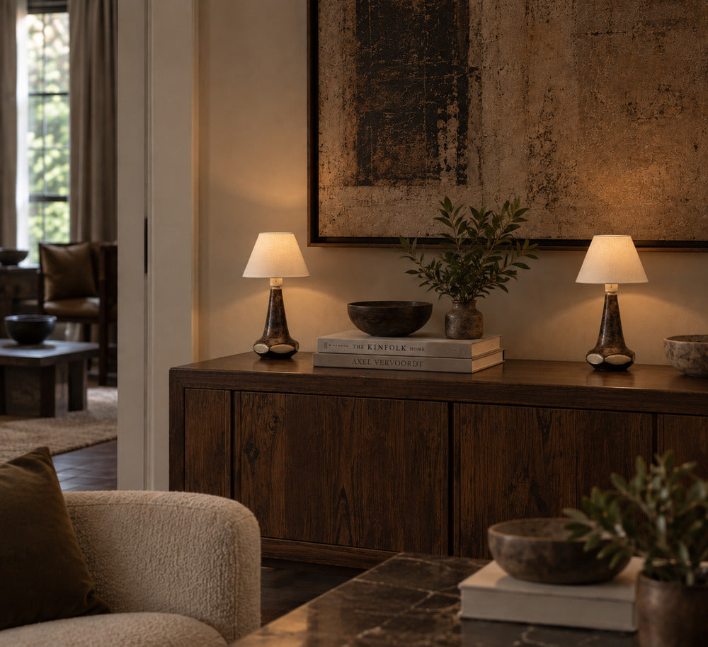 Marianne Starck, Table Lamps, Brown Stoneware, Denmark, 1960s